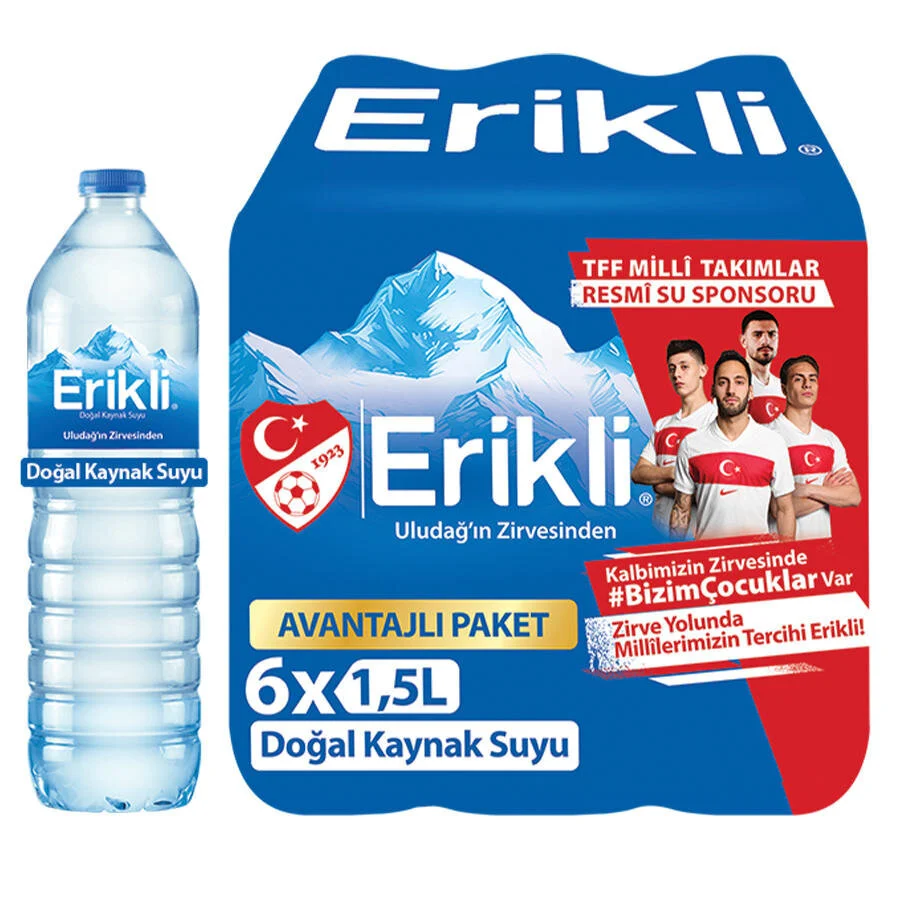 Erikli Doğal Kaynak Suyu 1,5 litre Pet Şişe 6'lı