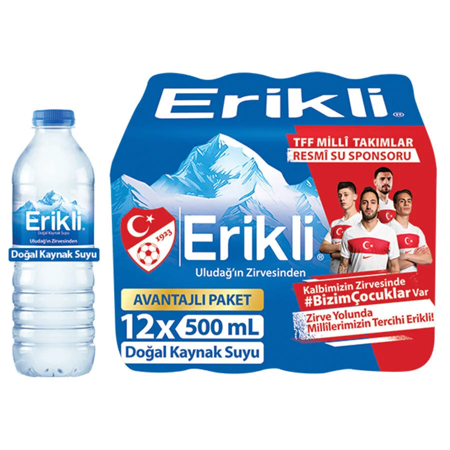 Erikli Doğal Kaynak Suyu 500 ml Pet Şişe 12'li